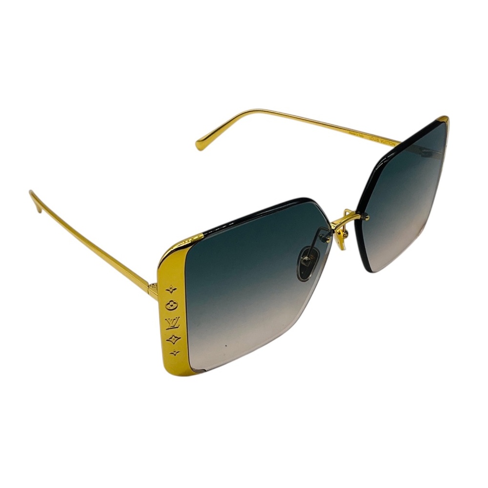 LOUIS VUITTON GOLD LV MOON METAL SQUARE SUNGLASSES - Picture 2 of 9